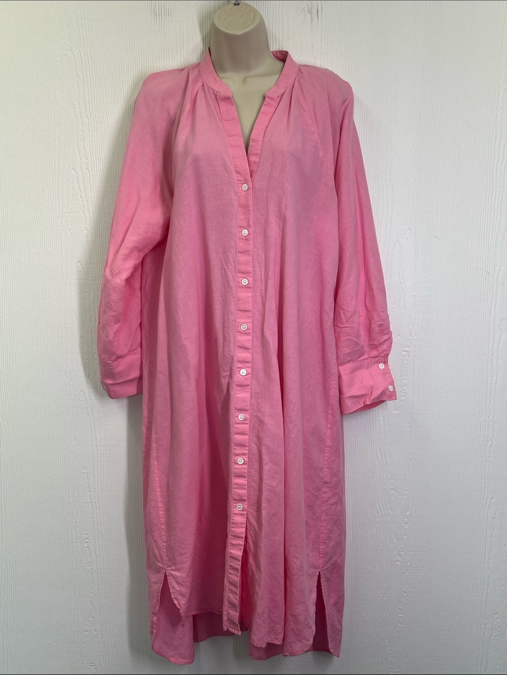 Zara - Pink Button Down Long Sleeve Oversized Lightweight Midi Dress Size Small - Picture 2 of 10